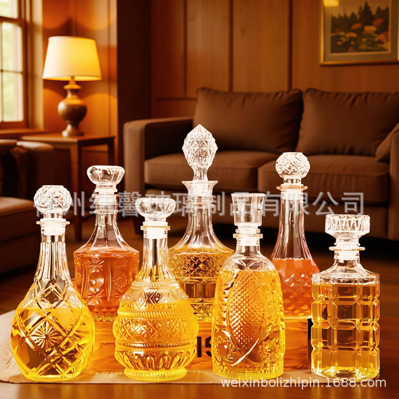 Free Shipping Household Lead-Free Thickeneded Sealed Glass Red Wine Bottle Decanter Wine Bottle Foreign Wine Wine Cabinet Decorative Bottle