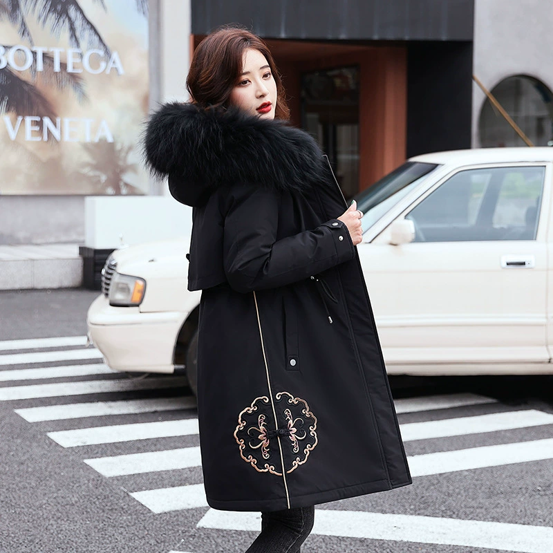 Настоящая зимняя пуховая куртка с хлопковой подкладкой 2021 Новое свободное Женское зимнее пальто в Корейском стиле с коротким меховым воротником с капюшоном и хлопковой подкладкой