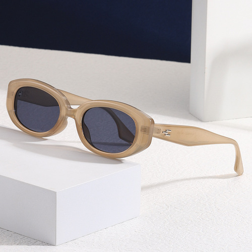 3314 Elliptical Cat-Eye Retro Sunglasses, Aviator Sunglasses, Small Square Frame, UV400 Sun Protection, Overseas Trade, Amazon Trend