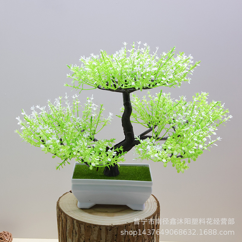 シミュレーション植物盆栽家庭装飾三叉小翠松盆栽テーブルテーブル寝室内造花セットアクセサリー|undefined