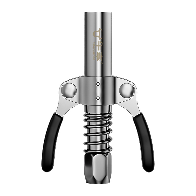 Boquilla de inyección de aceite con cabeza de mantequilla de tipo pinza de bloqueo manual alargada y actualización de boquilla de inyección de aceite con pistola de mantequilla de acero inoxidable de alta presión de doble mango