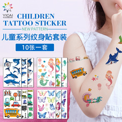 Wholesale Mermaid Shark Butterfly Circus Clown Tattoo Sticker Cartoon Car Children Waterproof Tattoo Sticker