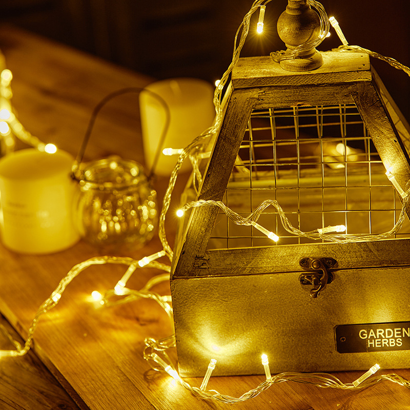 Luces de Navidad, estrellas de cinco puntas de copo de nieve, luces de batería, luces de alambre de cobre LED de 3/5/10 m, luces de decoración navideña, decoración de árboles de Navidad