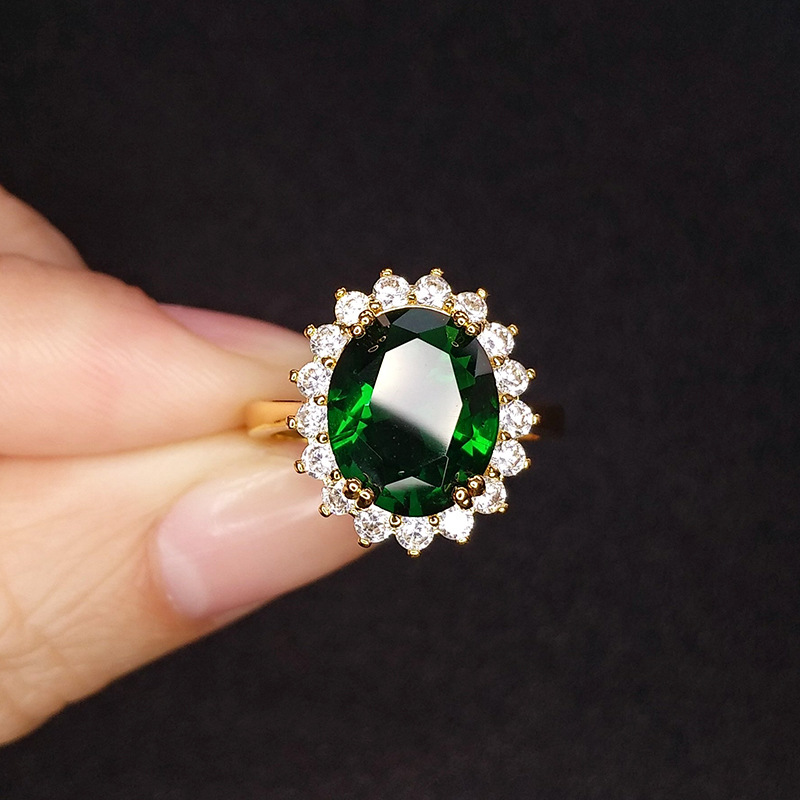 Fashion Imitation Green Tourmaline Jewelry Set Emerald Three-piece Jewelry display picture 3
