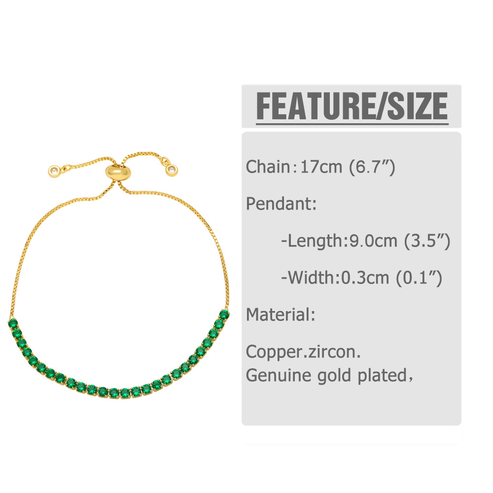 12g Weight Electroplating Gold Plating Process 18K Gold Plated Plating Material Fashion Geometric Copper 18k Gold Plated Zircon Bracelets In Bulk
