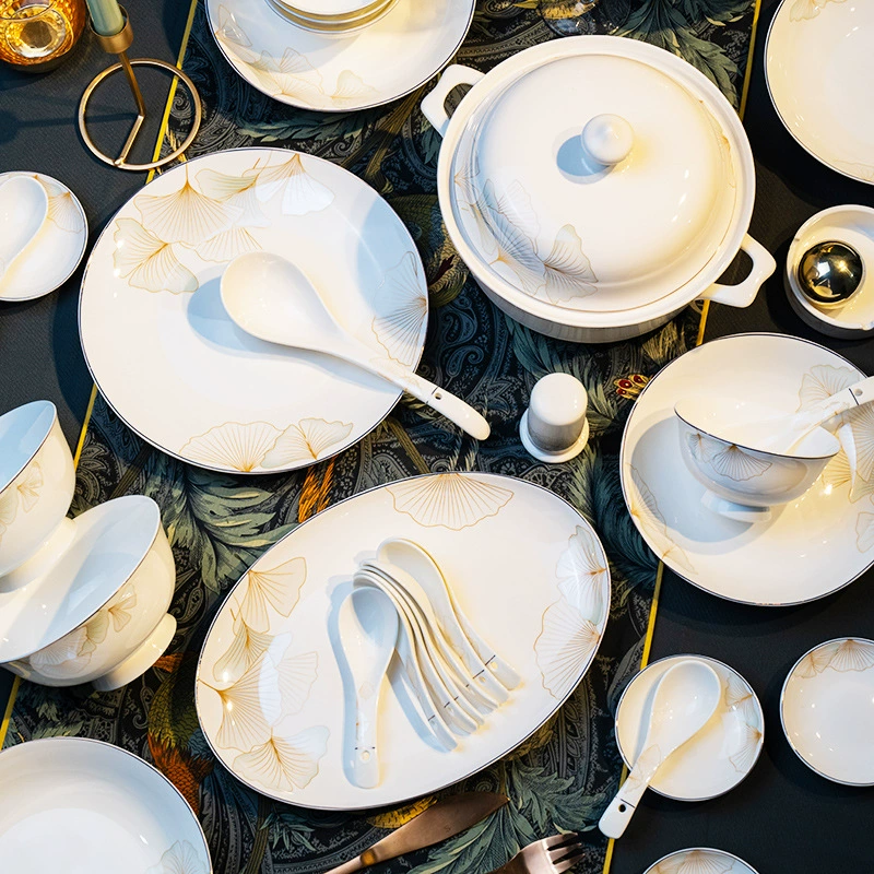 Ceramic tableware, set, light luxury style, Birthday gift, simple and elegant design