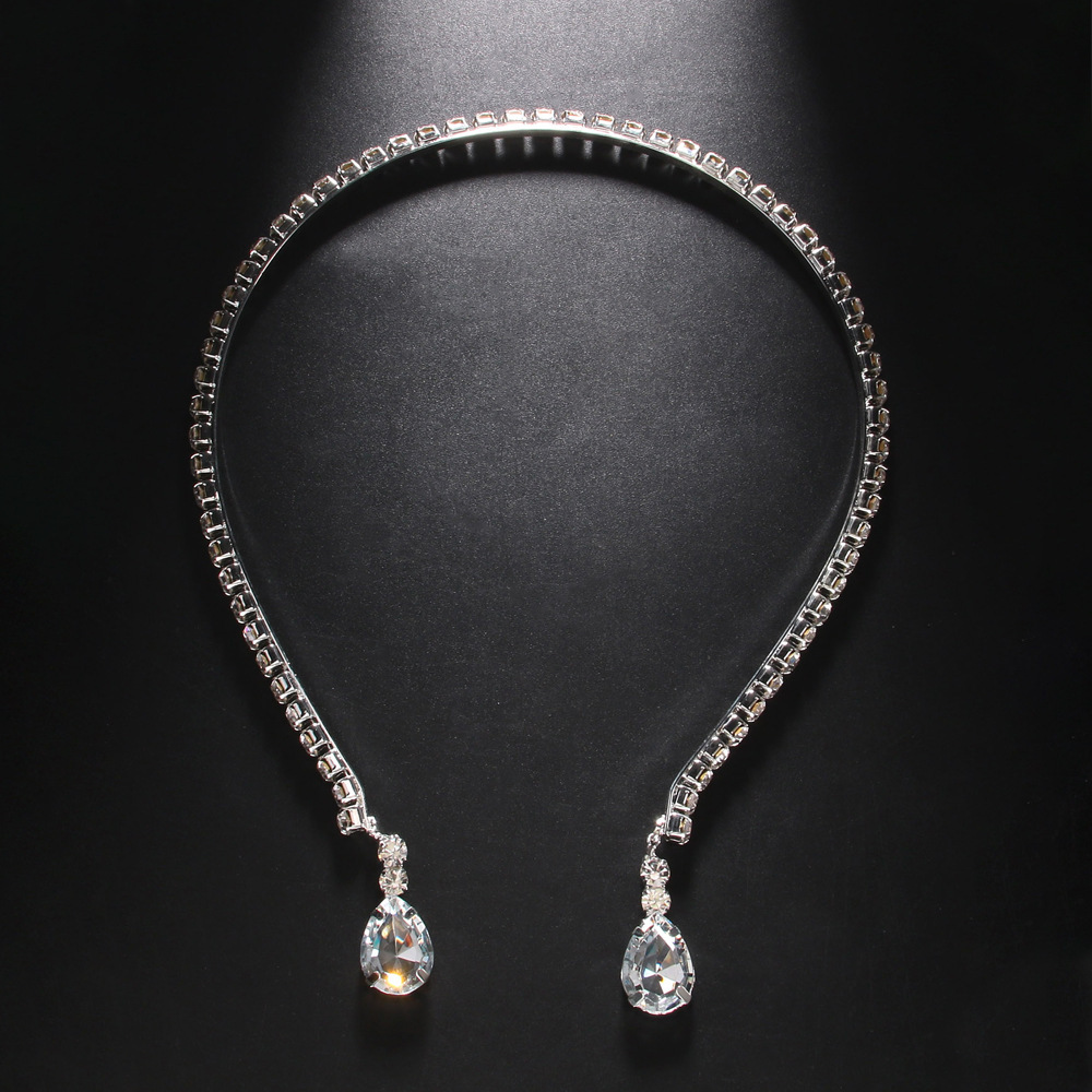 Europa y América de moda colgante de gota de agua simple tocado de diamante accesorios de alta calidad banda de cabeza femenina