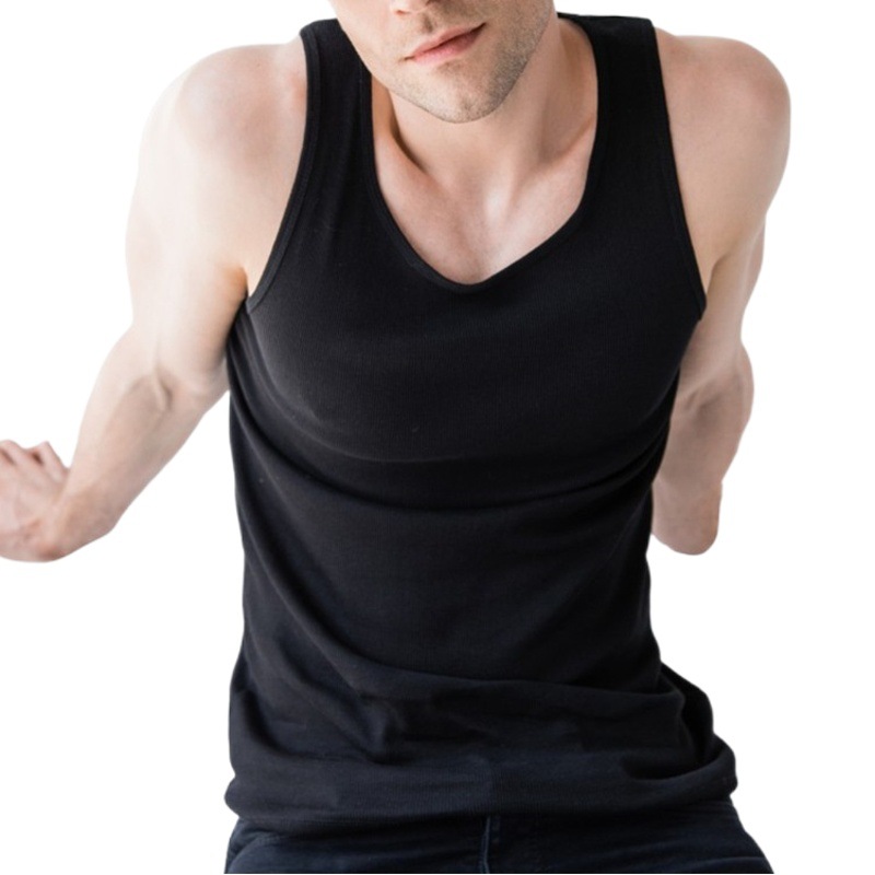 Foreign Trade Men's Vest Vvest Mesh Bottoming Sweatshirt Pure Color Wide Shoulder Vest Men's Summer Ice Silk Sports Wholesale