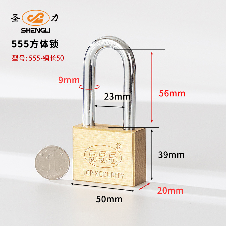 Customized Southeast Asian square blade copper padlock, copper key, copper lock core, copper natural color chrome-plated copper lock, export copper padlock pic 6