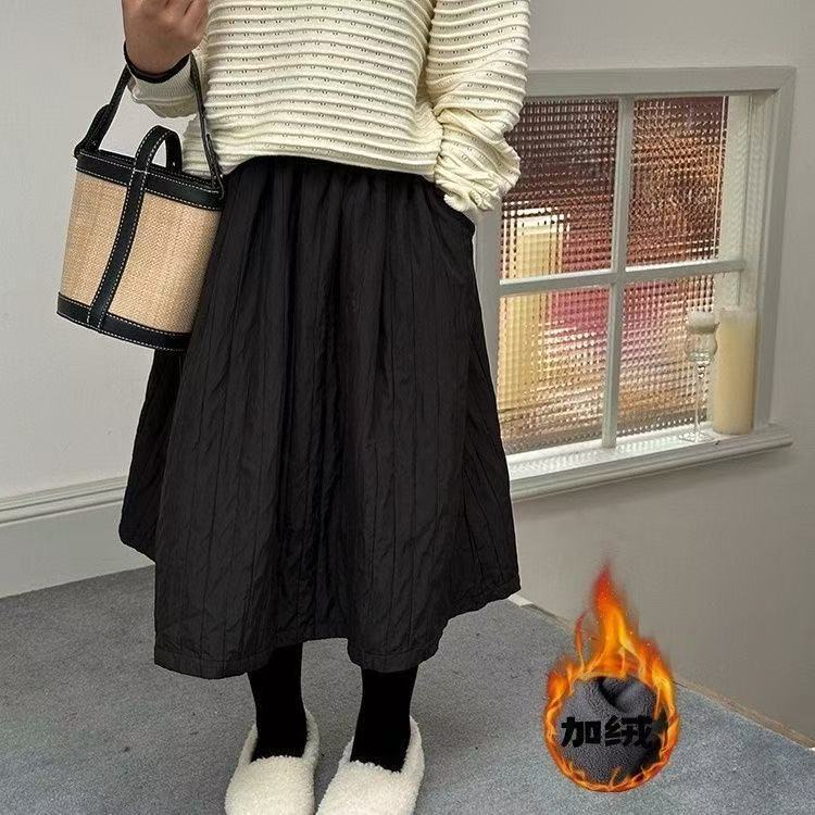 Vesta infantil de invierno para niños y niñas, estilo coreano de mezcla de mezcla de doble cinturón grueso, falda media larga
