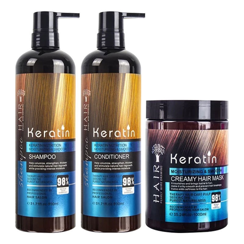 Comercio exterior Arganoil Cuidado Keratin Juego de cuidado de queratina Champú marroquí Acondicionador Mascarilla para el cabello