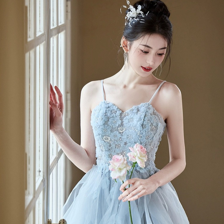 Vestido azul pálido de la banda de la princesa de la familia Mori nicho Zhao Zhao Zhao show showcase estudiante vestido de anfitrión image 1