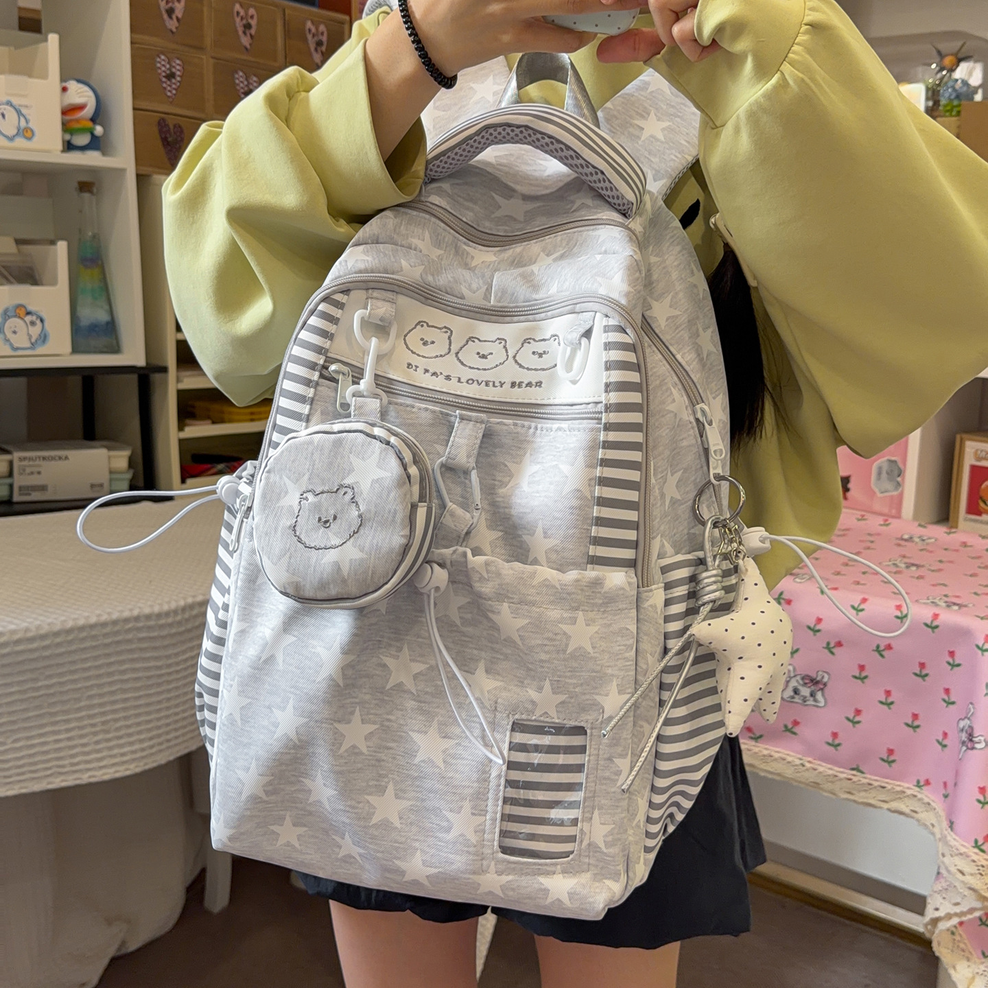 New Style College-Style Large-Capacity Japanese-Style Fresh Cartoon Polka Dot Backpack for Middle and High School Students Lightweight Travel Backpack