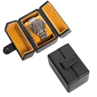 AliExpress Leather Color-matching Double Open Square Watch Box Creative Drop-resistant Single Mechanical Watch Collection Box