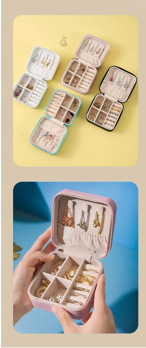 Leather jewelry box ring box portable travel jewelry storage box bracelet necklace jewelry storage box cross-border wholesale