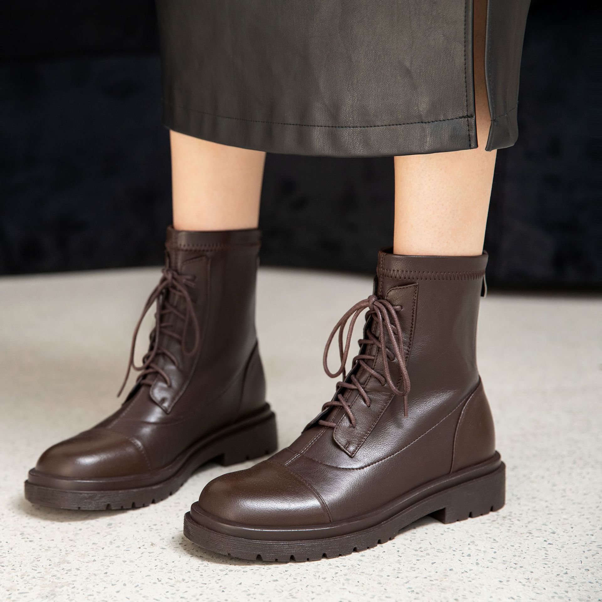 Chiko Ivory Round Toe Block Heels Boots