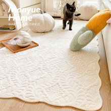 ins乳酪奶油色卧室毛绒地垫床边毯家用防滑地板毯子地毯野餐垫