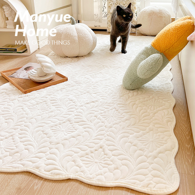 Ins Cream Cheese Color Bedroom Plush Rug Bedside Runner Home Anti-Slip Floor Mat Carpet Picnic Mat