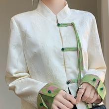 春季新款复古唐装上衣百搭拼色盘扣西装女士高级感新中式国风外套