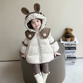 女童中长款羽绒服冬季2025新款儿童洋气白鸭绒外套女宝宝保暖冬装