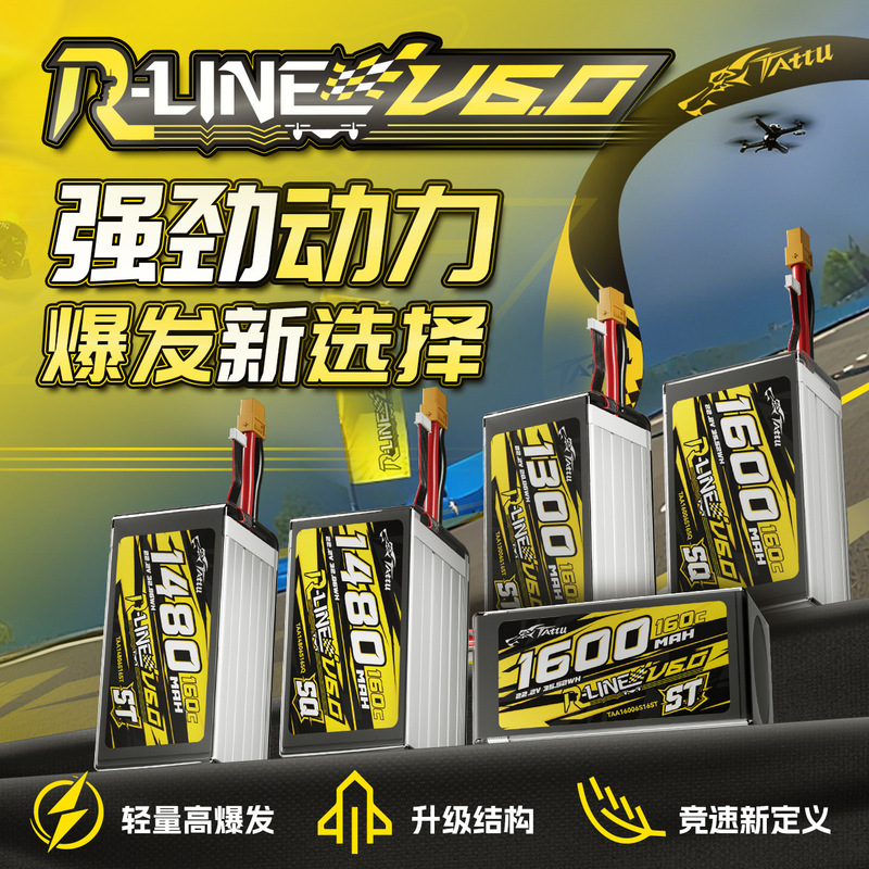 Grignard Format Bric V6 1480 1600Mah 160C 6S Xt60 Racing Flying Machine Fpv Battery 6.0