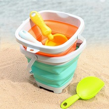 跨境摆摊礼品折叠桶夏天沙滩玩具套装宝宝挖沙戏水组合软胶玩沙