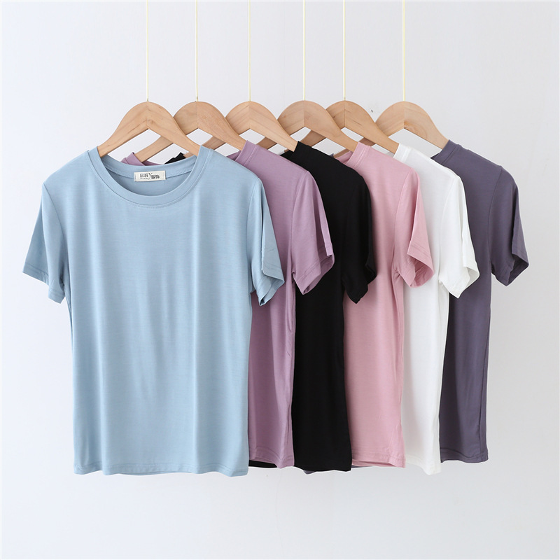 Modal Short-sleeved White Mask T-shirt Women's Summer Round Neck 2022 New Ice Silk Loose Base Shirt Top Summer Modal Short-sleeved White Mask T-shirt Women's Summer Round Neck 2022 New Ice Silk Loose Base Shirt Top Summer