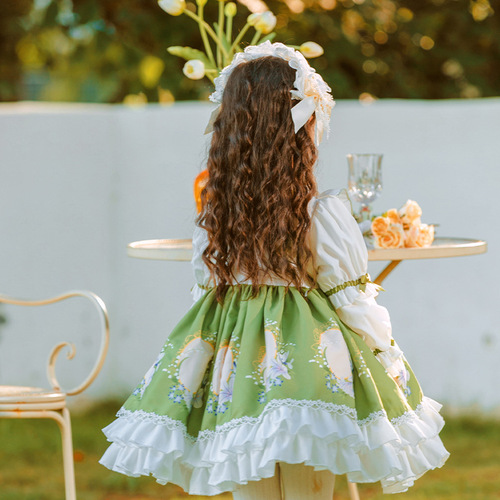 Branch Bloom Children's 2024 Spring New Girls' Clothing Lightweight Lolita Dress for Little Girls Lolita Dress