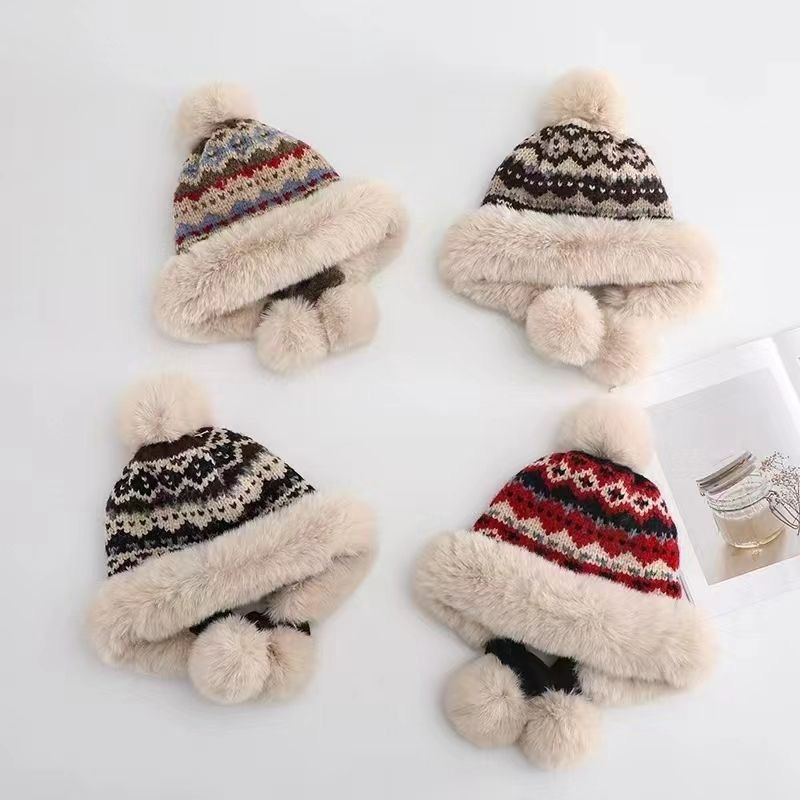 New Knitted For Women Winter Fleece Lined Thickened Warm Pom Outdoor Cycling Ear Protection Cold Resistant Hat_voghion.com