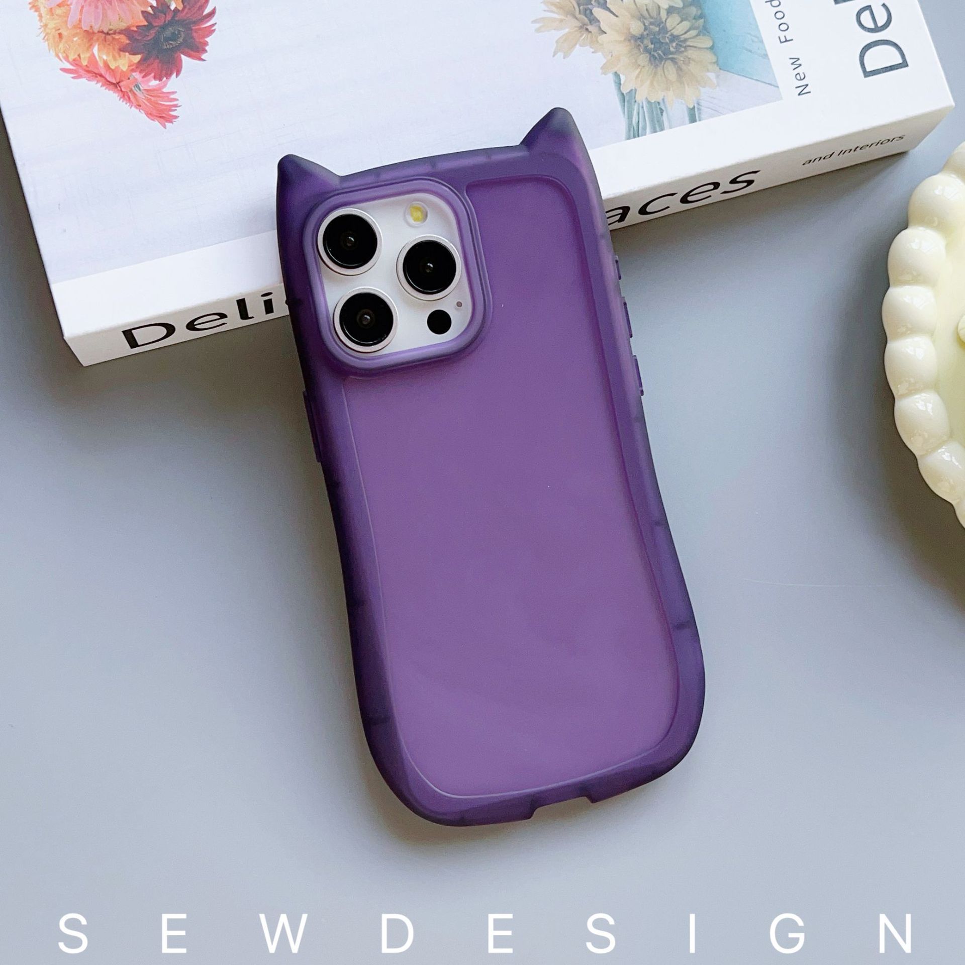 Miniatura y transparente para orejas de gato para Apple 16 caso de teléfono celular iphone 15pro personalidad creativa 13pro nicho 11
