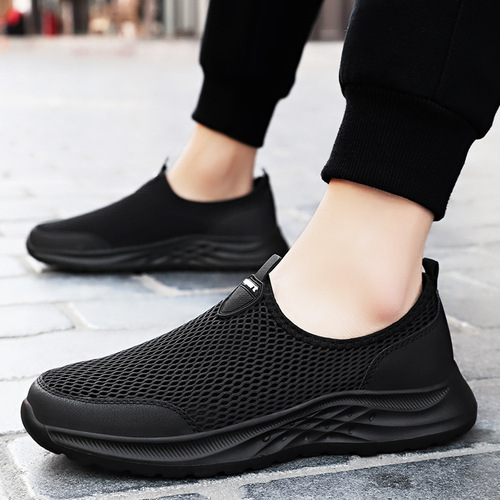 Men's Summer Mesh Breathable Odor-Controlled Casual Slip-On Shoes Private Domain Gift Shoes Plus Size Dad Shoes