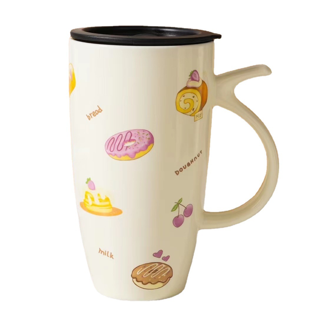 Creativo francés gran capacidad taza de queso con mano regalo cerámica taza de agua Oficina taza de café taza blanca lechosa