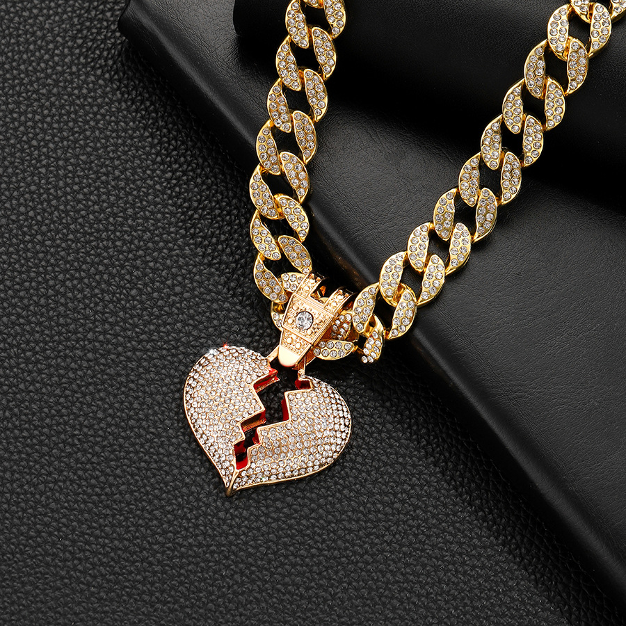 Hip-hop Heart Shape Alloy Plating Inlay Rhinestones 18k Gold Plated Women's Pendant Necklace Necklace Pendant display picture 10