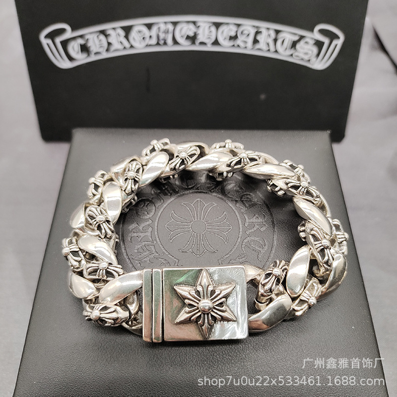 Chkeluo nueva pulsera espada ancla cruz flor gruesa pulsera europea y americana retro S925 estándar hombres pulsera