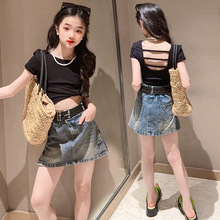 女童半身牛仔裙2024新款辣妹童装裙子洋气儿童半身裙夏装女孩短裙