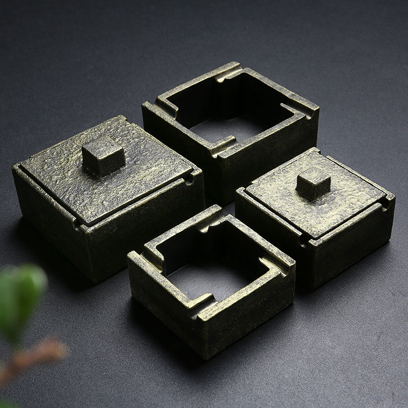 portable ashtray cement square personality originality Retro Chinese style household a living room Ashtray With cover