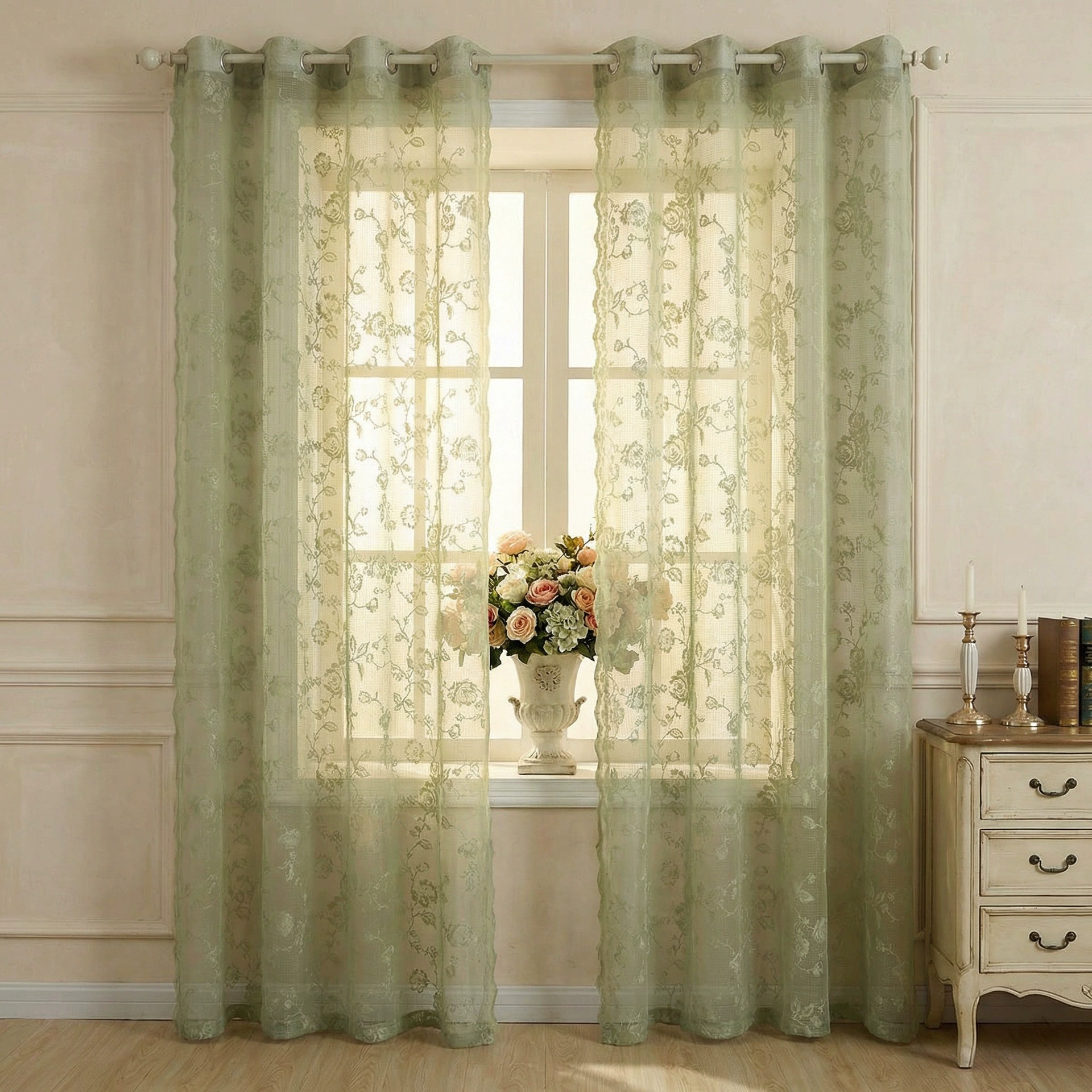 Новая модель 2026 года: кружевная занавеска с перфорацией и эффектом волн, полупрозрачная, для гостиной, балкона, спальни, светонепроницаемая, готовый продукт