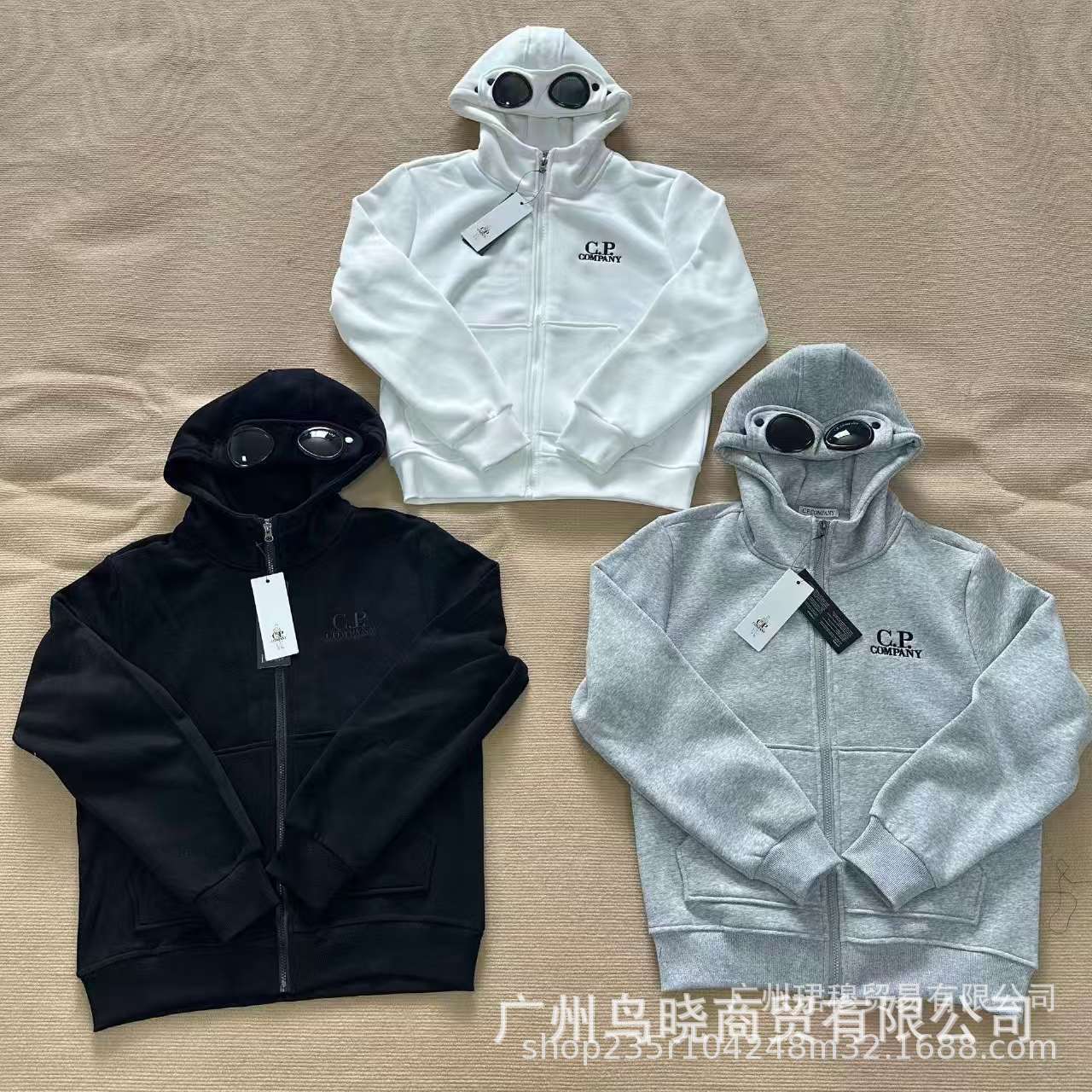 Cross-border CP COMPANY autumn and winter fleece-lined cardigan hooded sweatshirt for men and women, goggles style trendy sweatshirt