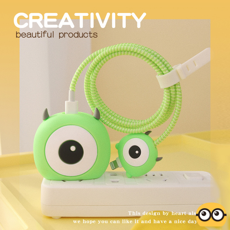 Nuevo cable de datos de dibujos animados cubierta protectora adecuado para Apple carga rápida cabeza 18/20W carga cabeza cubierta protectora Winder