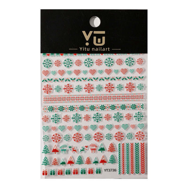 YITU蟻図愛雪花クリスマスシリーズヘラジカネイルシールクリスマスツリー毛爪装飾YT3736|undefined