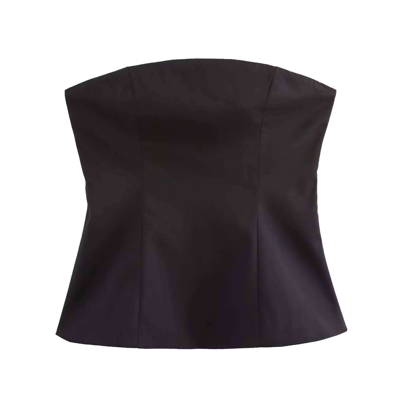 Бралет топ женский без бретелей 2025, чёрный, узкий крой, короткий (XS–L)