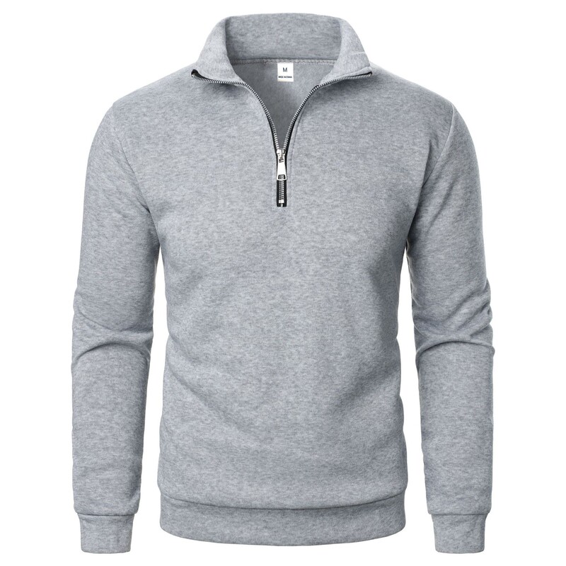 New Men's Stand-Up Collar Half-Zip Casual Sweatshirt Cross-Border Amazon Temu Solid Color Fashion Pullover Long-Sleeve Top New Men's Stand-Up Collar Half-Zip Casual Sweatshirt Cross-Border Amazon Temu Solid Color Fashion Pullover Long-Sleeve Top