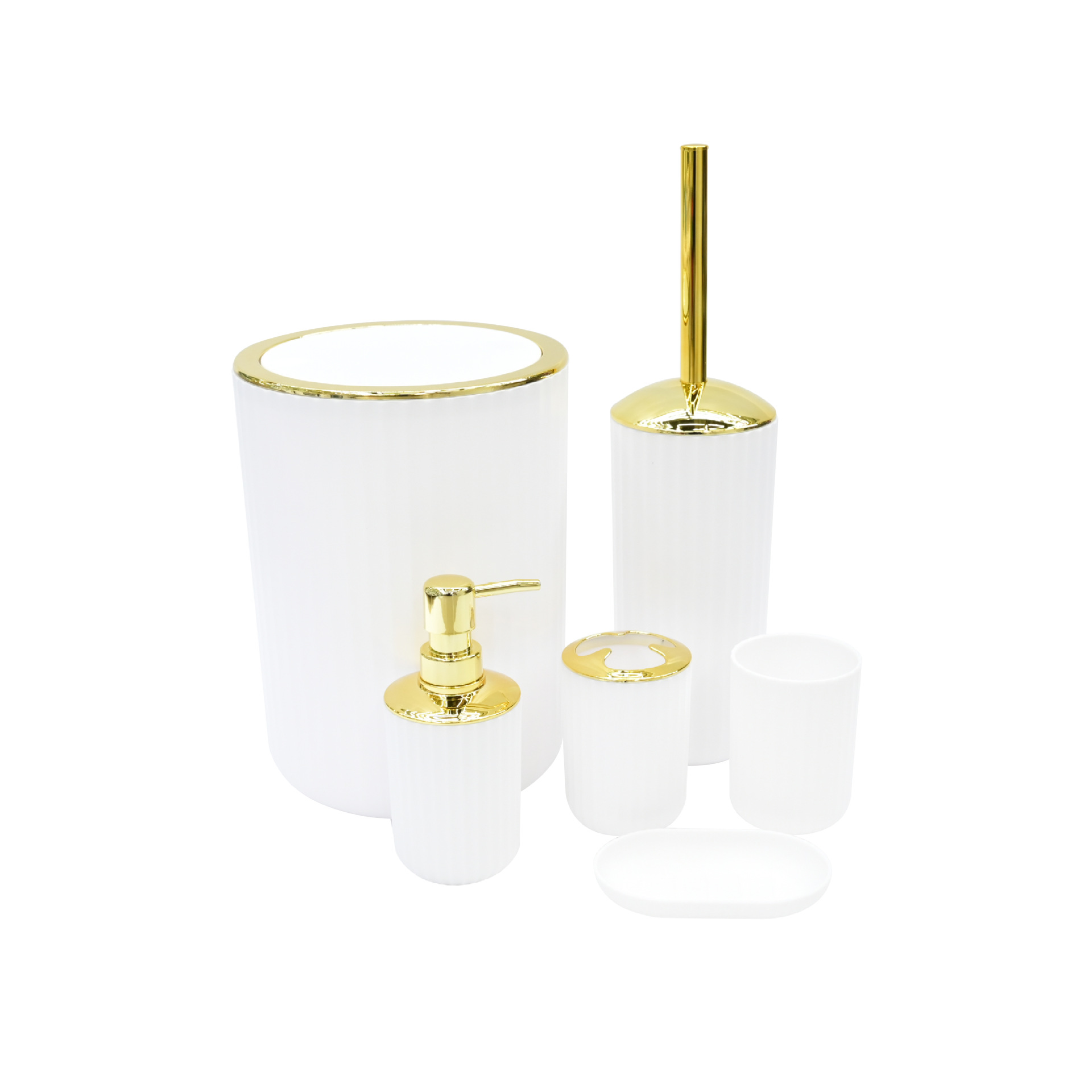 Color puro plástico galvanizado plateado juego de seis piezas estante para cepillos de dientes caja de jabón cepillo de baño almacenamiento de baño kit de lavado