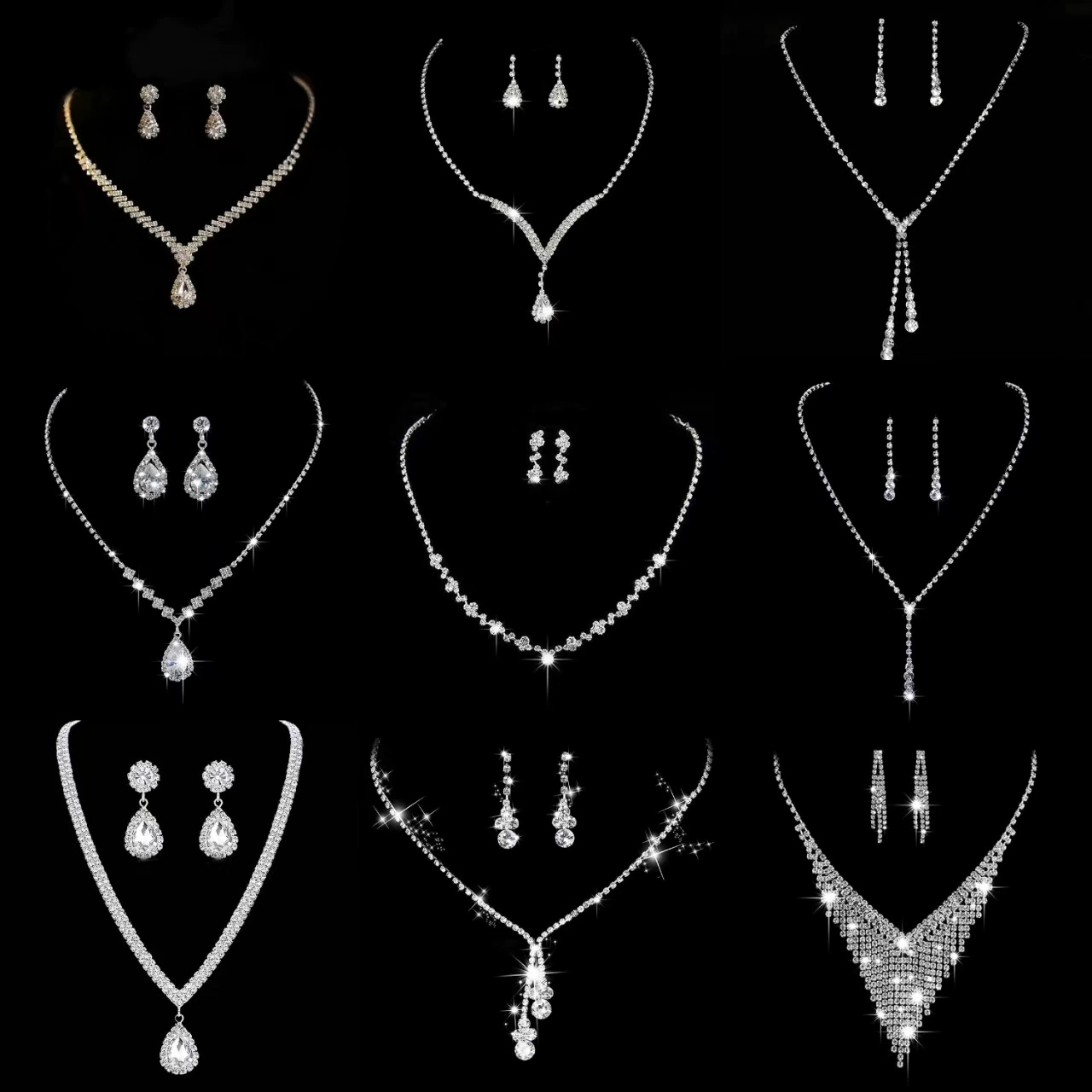 Корейские металлические когти цепи со стразами свадебное ожерелье свадебное ожерелье серьги ювелирные украшения банкет ожерелье ювелирный набор оптом