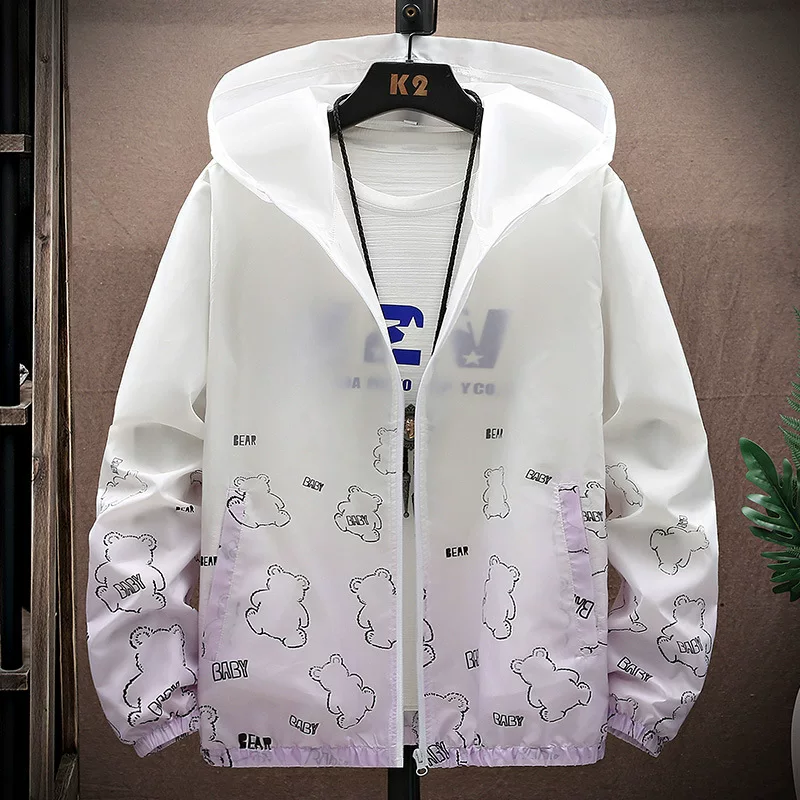 Шелковая летняя одежда для защиты от солнца, мужская туристическая куртка, 2024 год, градиент, для подростков