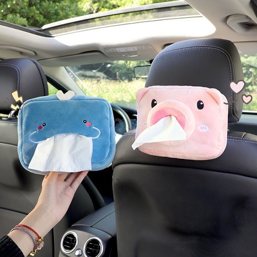 Car-mounted creative cartoon tissue drawer Car tissue box armrest box Seat back paper drawer hanging type Home and car dual-use