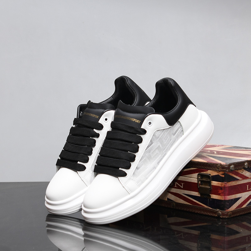 European Station McQueen Leather Platform Casual Sneakers Men's Summer All-match Breathable Single Net Couple White Shoes Women's T09 European Station McQueen Leather Platform Casual Sneakers Men's Summer All-match Breathable Single Net Couple White Shoes Women's T09