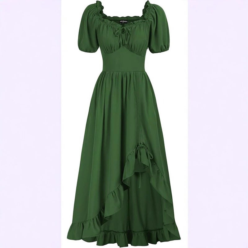 Renaissance-style dress for women, Cottagecore corset dress with pleated extra-long skirt