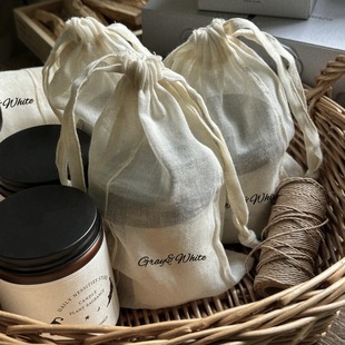 Eco-Friendly Natural Cotton Gauze Drawstring Pouch Jewelry Tea Plant Essential Oil Packaging Bag Home Miscellaneous Cotton Storage Bag