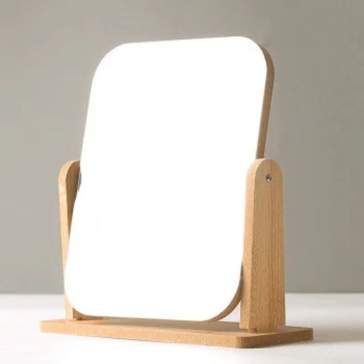 Espejo de maquillaje de escritorio de madera HD de un solo lado espejo de tocador de escritorio dormitorio regalo de cumpleaños con letras